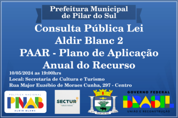Consulta Pública Lei Aldir Blanc 2 PAAR - Plano de Aplicação Anual do Recurso