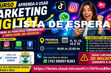 LISTA DE ESPERA PARA O CURSO DE MARKETING DIGITAL