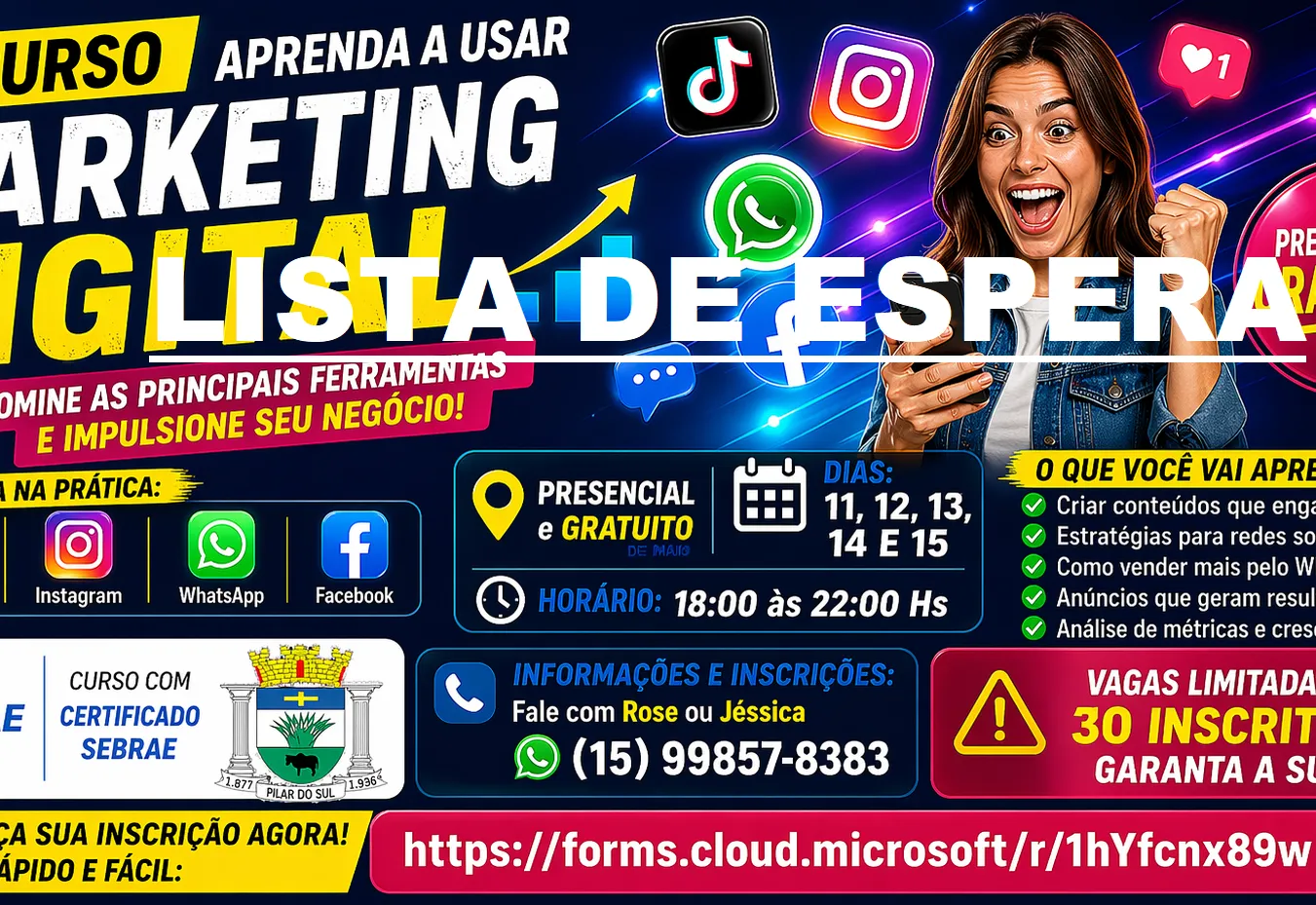 LISTA DE ESPERA PARA O CURSO DE MARKETING DIGITAL